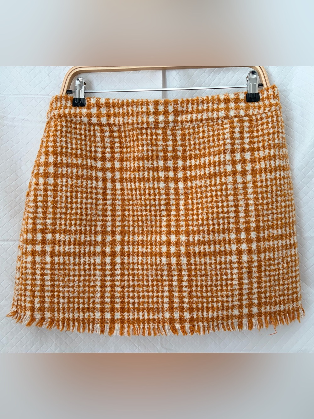Naked Zebra Orange and Cream Plaid Mini Skirt